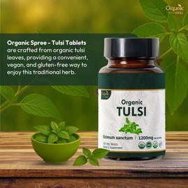 ORGANIC SPREE TULSI 120 Tablets | Holy Basil (Tulsi) | USDA Organic Certified | Organic and Natural 120tab (1)
