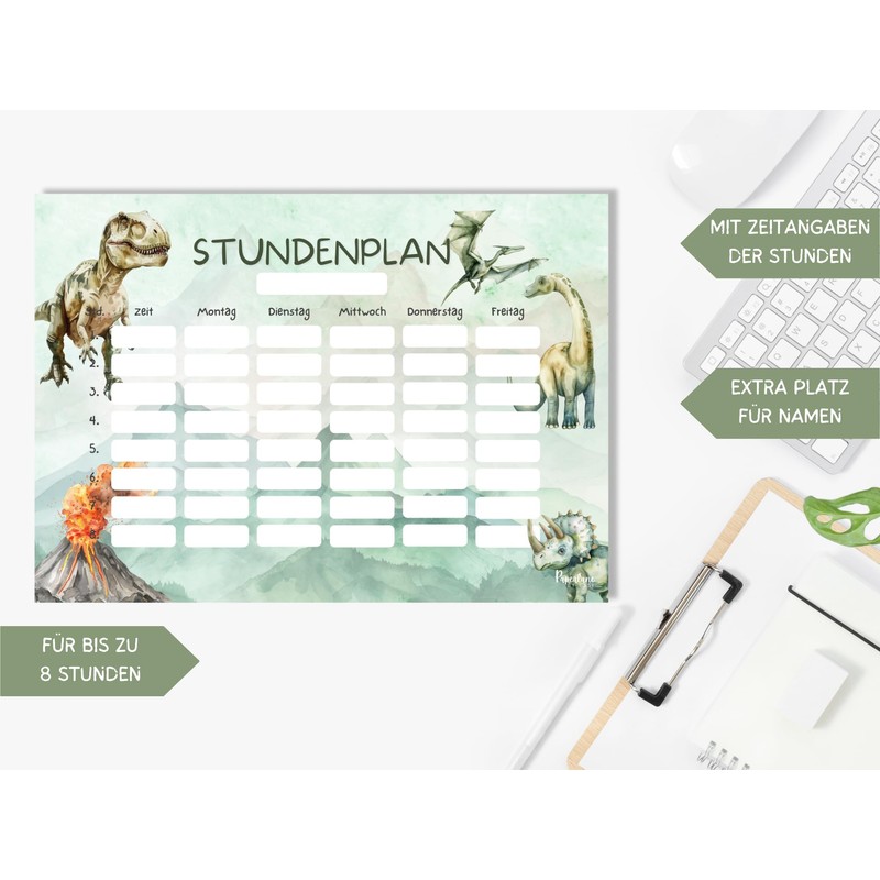 Dino timetable magnetic wipe clean (magnetic timetable including pen)