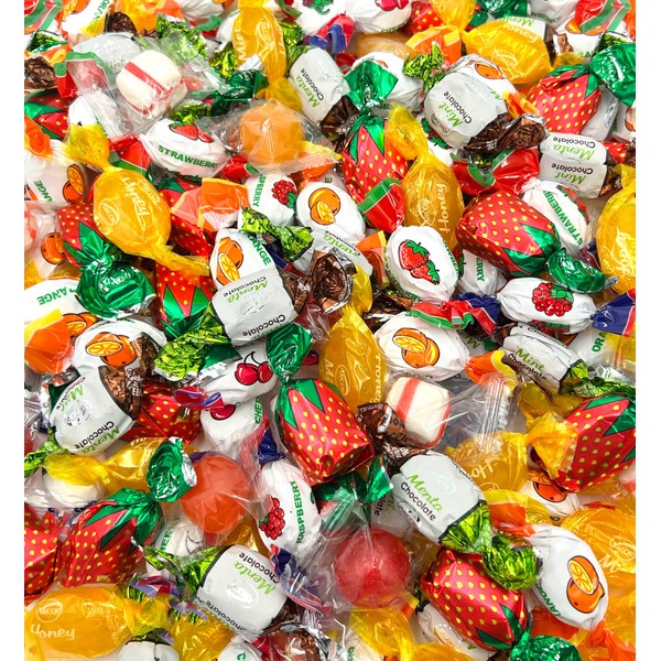 Hostess Hard Candy Assortment | 2 Pound Bag | Arcor Strawberry, Chocolate Filled Mints, Acor Honey, Peppermint Puffs