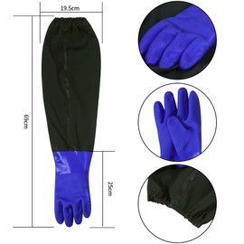 HAODEOO Rubber Gloves, Long, Industrial Gloves, Rubber Gloves, Long Gloves, With Arm Cover, Thick Gloves, 27.6 inches (70 cm), Water Work, Fishery, Washing, Laundry, Housework, Car Washing, Gardening, Work Gloves, Oil-Resistant, Waterproof, Acid, Alkali-