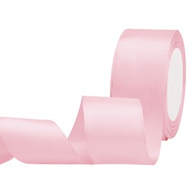 Maclemon 1-1/2 inch x 25yds Lt Pink Satin Ribbon Fabric Ribbon for Gift Wrapping Very Suitable for Cutting Ceremony Kit Grand Opening Car Bows Sewing Craft Wedding Party Decoration