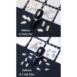 150Pcs Nail Gems, Multi Shapes Crystal White Rhinestones for Nails, Flatback Nail Art Rhinestones, Nail Charms and Diamonds for Nail Art Design Decoration (Marquise)