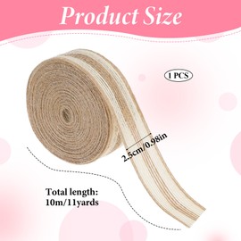 Hessian Ribbon, 2.5cm Wide 11 Yards Natural Burlap Ribbon Jute Ribbons for Wreath Garland Tree Outdoor Decoration Craft Ribbon for Gift Wrapping Holidays Decorations