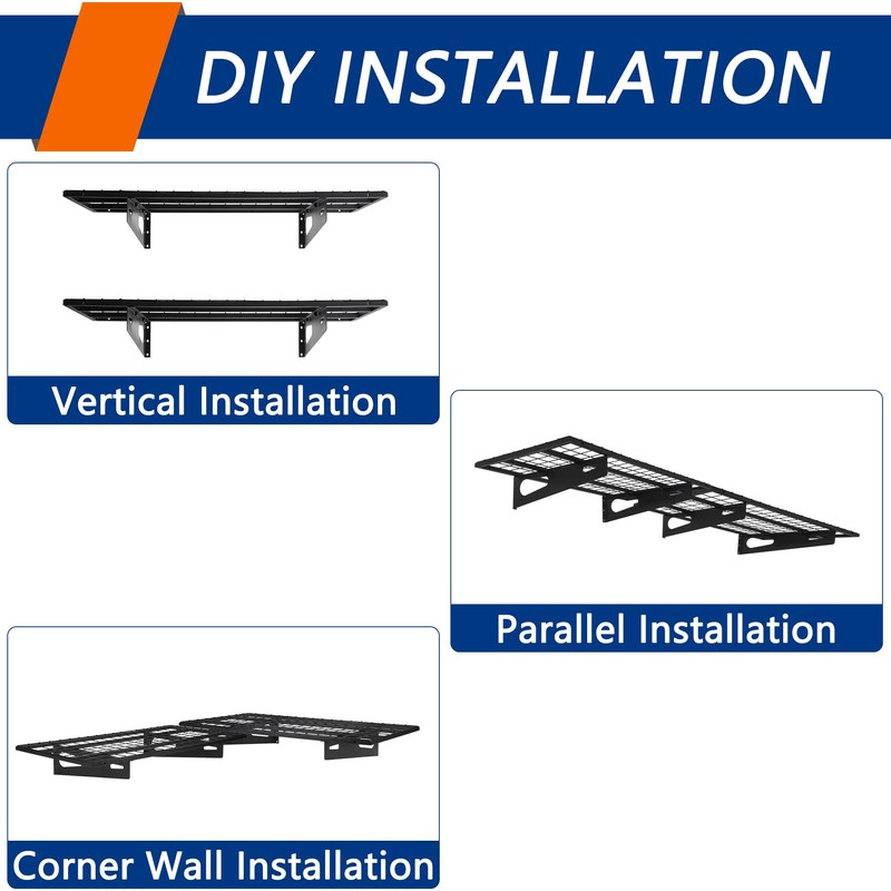 Soywey 2-Pack 1.5x3FT Garage Shelving 17.7-inch-by-35.8-inch Wall Shelf Garage Storage
