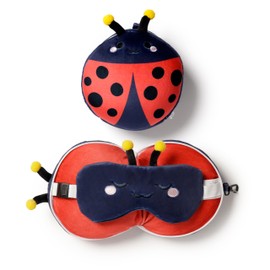 Relaxeazzz Adorabugs Ladybird Round Plush Travel Pillow & Eye Mask - Sleep Eye Mask Masks - Kids Travel Accessories For Sleeping Airplane - Flight Plane Neck Pillow Pillows