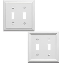 OKAWYC Double Toggle Light Switch Cover Adler Metal Wall Plate, 2-Pack White 2 Gang, Light Switch Cover Decorative Wallplate, Durable