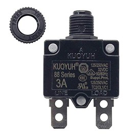 1pc KUOYUH 88 Series 125/250VAC 32VDC 50/60Hz Thermal Overload Circuit Breaker with Waterproof Dust Cap 3-30A (3A 1pc)