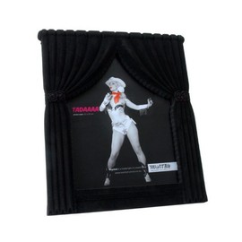 trendfinding Tadaaaa Photo Picture Cards Picture Frame Show Curtain on Stage Free Portrait 20 cm x 25 cm Black Flocked with Stand
