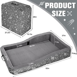 JOYWOO Toddler Floor Bed, Toddler Travel Bed for 3-6, Foldable Portable Toddler Beds for Home/Playing/Nap/Hotel, Kids Floor Crib with Washable Cloth Cover, Toddler Cots for Kids Sleeping, Charcoal