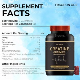 Gominolas de Creatina 5000mg – Sabor Frutos Rojos – 120 Gominolas Veganas – Pre Entreno para Hombres y Mujeres – Suplemento Muscular – 60 Días de Suministro