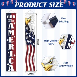 4th of July Door Banner Decorations, Memorial Day Hanging Banners, Red White and Blue American Patriotic Flag Independence Day Porch Decorations for Fourth of July Indoor Outdoor Party Supplies