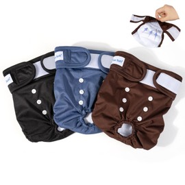 Pet Soft Dog Diapers Female Washable - Pack of 3 Doggie Diapers for Female Dogs, Strong Absorbent Reusable Dog Period Diapers, Female Dog Diapers for Heat & Pet Incontinence Peeing (Deep Set, XL)