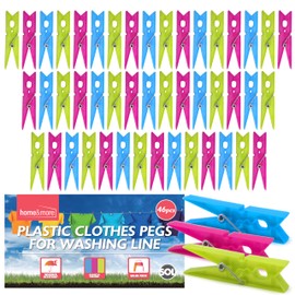 SOL 46pk Plastic Clothes Pegs - Extra Strong Assorted Laundry Clips