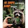 Solar Trail Camera 64MP 4K, 6000mAh Wildlife Camera with Night