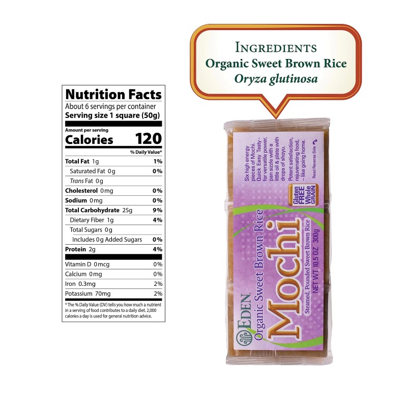 Eden Organic Sweet Brown Rice Mochi 10.5 Ounce Chewy Cakes