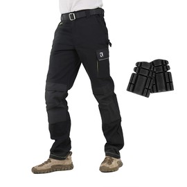 Ellobird Men's Cargo Construction Flex Work Pant for Men Double Knee Reinforcement Stretch Elastic Waistband Tactical Pants