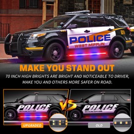 XRIDONSEN 2PCS 60 inch Police Lights Strip 720 LED Running Board Police Light Red Blue Emergency Strobe Flashing Warning Hazard Safety w/Waterproof Flexible Tube for Vehicles Trucks SUV Jeep
