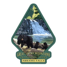Die Cut Sticker Great Smoky Mountains National Park, Tennessee, Abrams Falls, Contour Vinyl Sticker 1 to 3 inches (Waterproof Decal for Cars, Water Bottles, Laptops, Coolers), Small