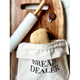 Reusable Bread Bags (Set of 2) - Unbleached Organic Cotton, Leak-Proof Liner, Durable Storage for Homemade Bread - “In My Sourdough Era” Design, Bread Making Accessories