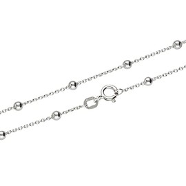NKlaus 25 cm - 27 cm Women's Anklet 925 Sterling Silver Width: 1.1 mm Round Anchor Chain with Balls Spring Ring Clasp Anklet, Sterling Silver, No gemstone