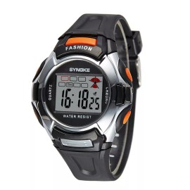SYNOKE Children's Watch Sports Digital Watch LED Girls Boys Gift Rubber Kids Watches US - Black