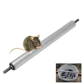 Rolling Mouse Trap, 34cm Rolling Mouse Catching Device Stainless Steel Rat Traps Safe Mousetrap Catcher Stick Release Bucket Spin Roller Fit 5 Gallon Bucket for Outdoors and Indoors