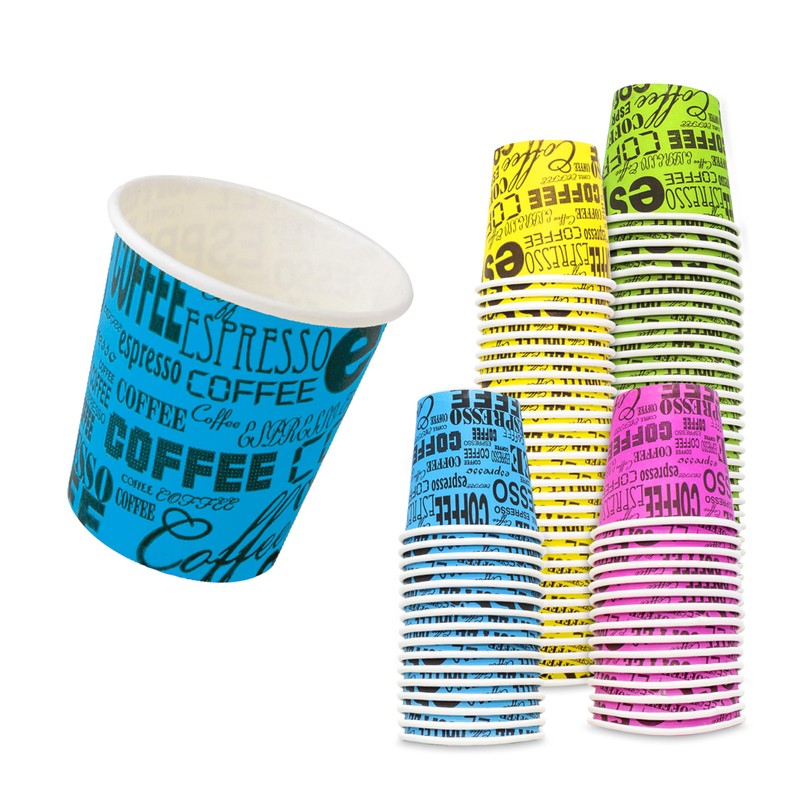 COFFISANO 200 Colourful Coffee Glasses | Paper Cups 75 ml