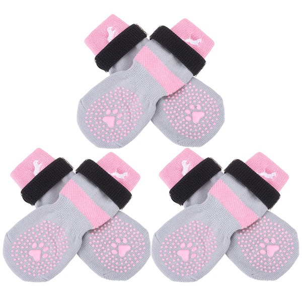 EXPAWLORER 6 Pack Double Sides Anti-Slip Dog Socks - Non-Slip