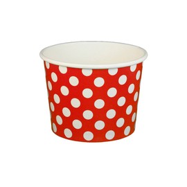 16 oz Yogurt Paper Cups- 1000 Count (Polka Dot- Red)