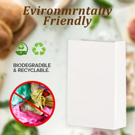 Paper Lunch Bags 50 Count Large White Lunch Bags Kraft White Paper Bags 8LB White Lunch Sacks Strong for Small Business