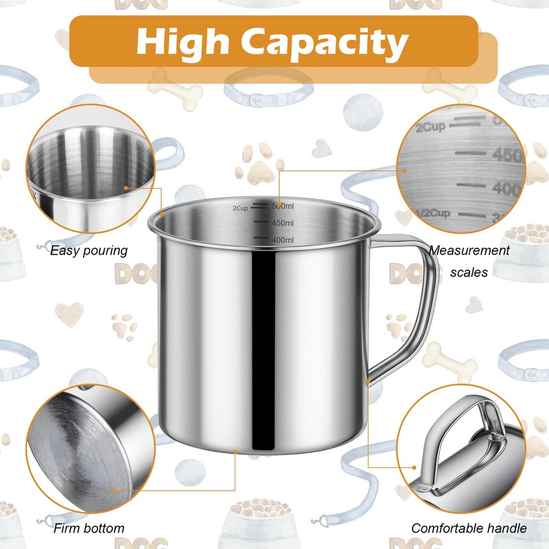 2 Pcs Dog Food Scoop 2 Cup,304 Stainless Steel Dog