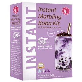 O's Bubble Instant Marbling Boba Tea Kit Taro (4 x 60 g) | Bubble Tee | With Tapioca Beads and Straw