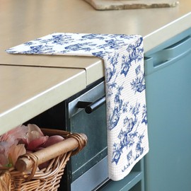 shiviody Chinoiserie Cat Kitchen Towels - Cat Mom Lovers Gifts Dish Towels, Blue and White Grandmillennial Kitten Decorative Absorbent Dishcloths Hand Towel for Kitchen Bathroom Decor 16x24 Inches