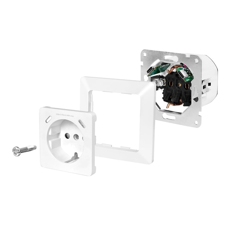 LogiLink PA0331 Flush-Mounted Socket, 1x Earthing Contact Socket (CEE 7/3),