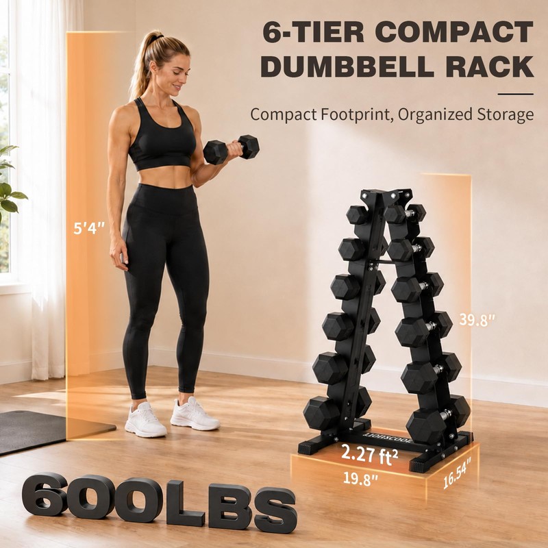 LIONSCOOL 6 Tier A-Frame Dumbbell Rack Stand Only