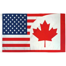 USA and Canada Friendship Flag 5 x 3 FT 100% Polyester With Eyelets FlagSuperstore