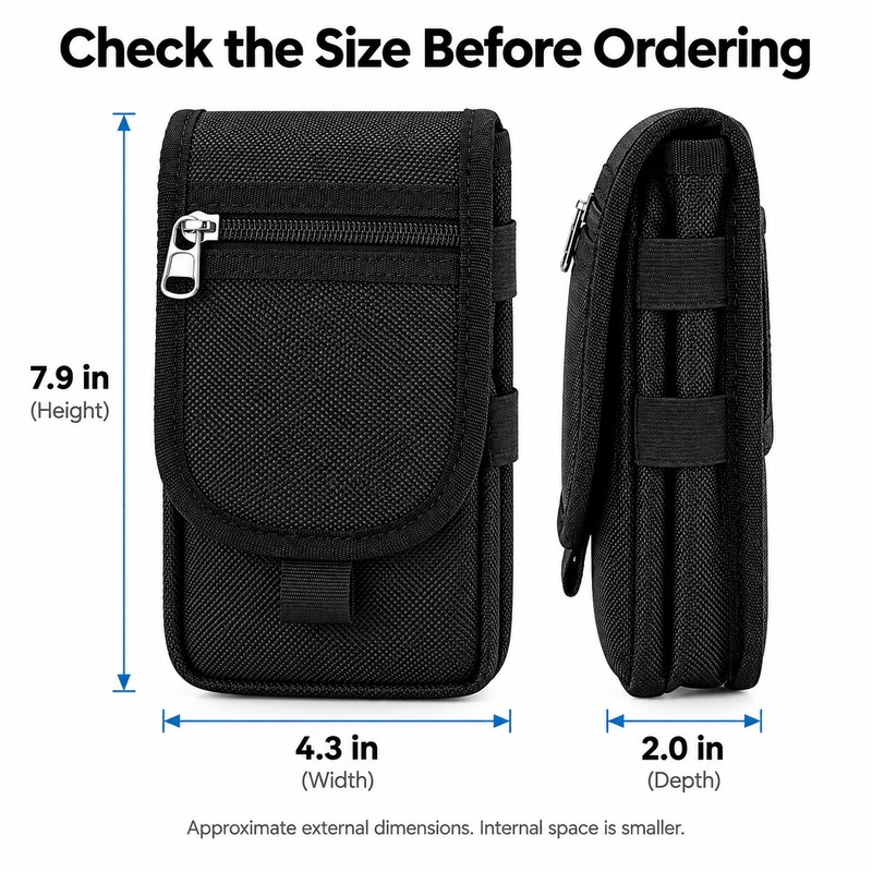 Phone Belt Pouch – Nylon Multi-Pocket Holder for Hands-Free Travel,