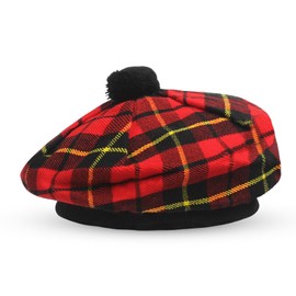 YAS Designer Scottish Hat Tam o' Shatner Tammy Jimmy Flat Bonnet in Many Tartans (Wallace), One Size