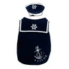 Happy Puppy Navy Blue Sailor Dog Shirt with Hat, Extra-Small