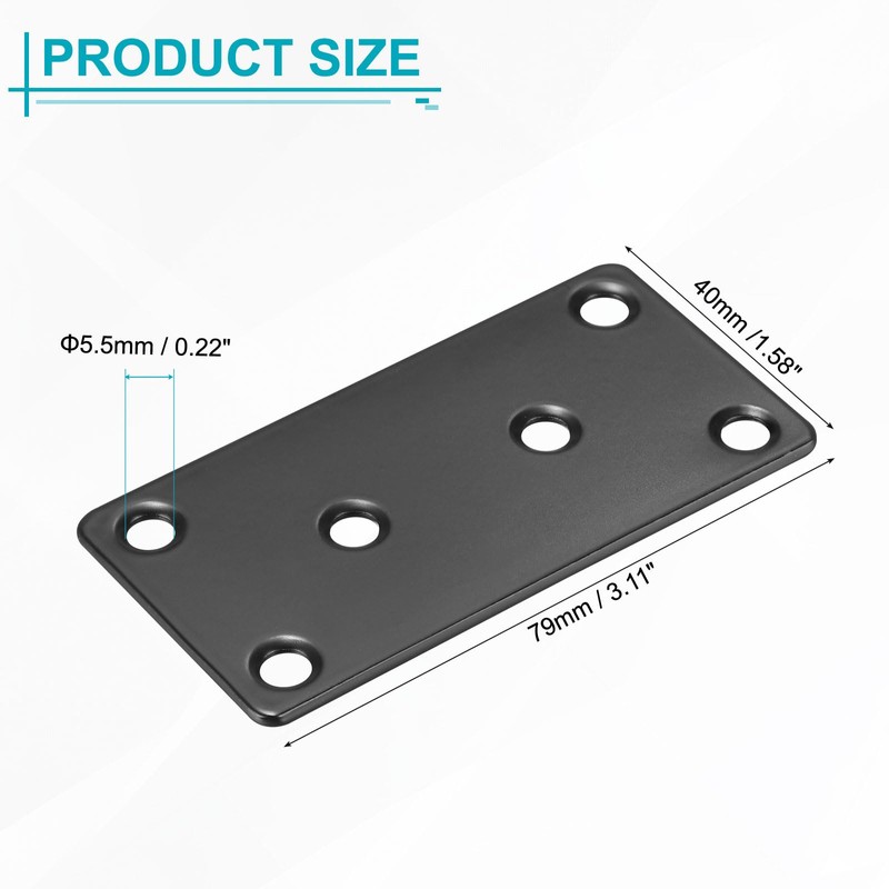 sourcing map 5 Set Mending Plate Metal Flat Bracket Straight