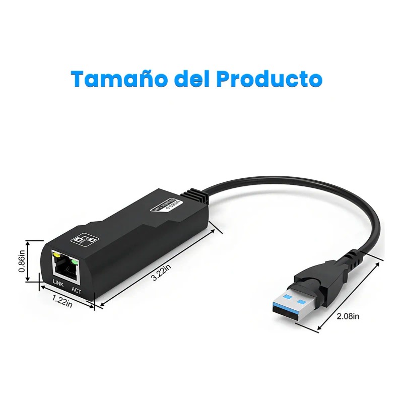 Adaptador Ethernet Usb 3.0 A Rj45 Gigabit Lan 1000 Mbps