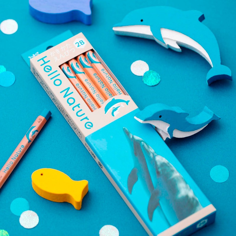 Tombow Pencil KB-KHNDL2-2B 2B (Dolphin Pattern) Hello Nature Hand Dolphin