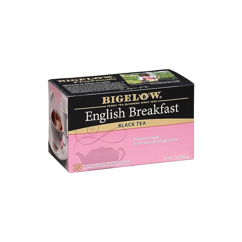 Bigelow - Bolsas de té negras de vainilla francesa, caja