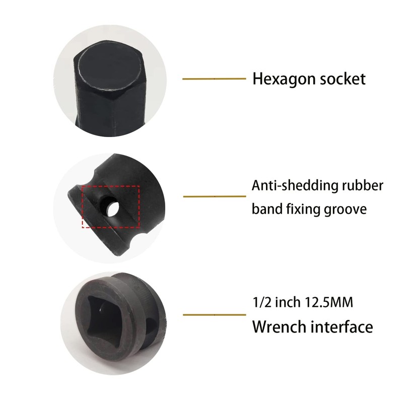 JEUCLEL 7mm Hex Impact Bit Socket, H7 1/2-Inch Impact Drive