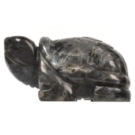 Justinstones Larvikite Healing Crystal Guardian Turtle Tortoise Pocket Stone Figurines Carved Gemstone Crafts Home Decor 2 inch