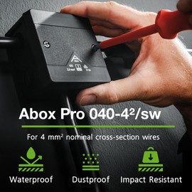 Spelsberg Abox Pro 040-4²/sw - IP66/IP67/IP69 Junction Box with Cable Connectors Accessories - Electrical Enclosure with Screwless Terminals - Rated 450V for Industrial & Outdoor (Black)