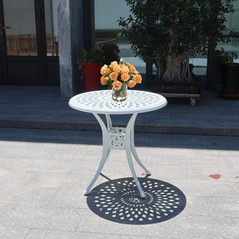 PATIO-IN 30.7" Cast Aluminum Round Patio Table, Patio Dining Table