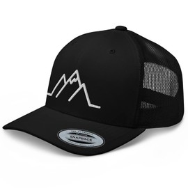 RIVEMUG Mountain Mesh Outdoor Trucker Hat Snapback Hat Adjustable Baseball Cap Men Women Black