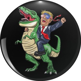 Funny Trump American Flag Sunglasses T Rex Dinosaur Lapel Bin Brooch Badge Pin 0.75"