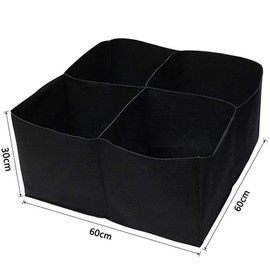 JIUJ Rectangular Raised Beds for Garden Grow Bed Large Planting Bag Raised Planter Container Square Divided Garden Bed 4 Grids Fabric Grow Bags for Multi Vegetables Flowers Garden Black 2mm thick